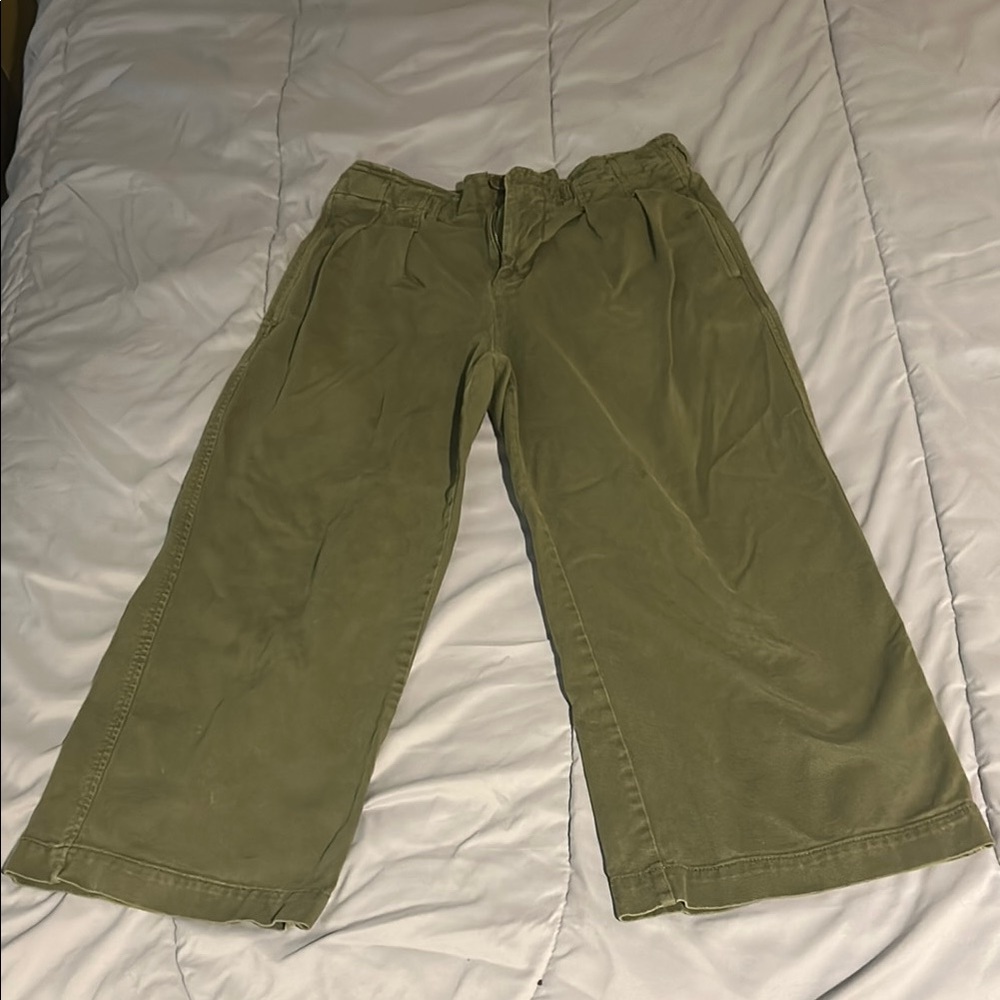 Anthropologie Maeve Olive Wide Leg Pants